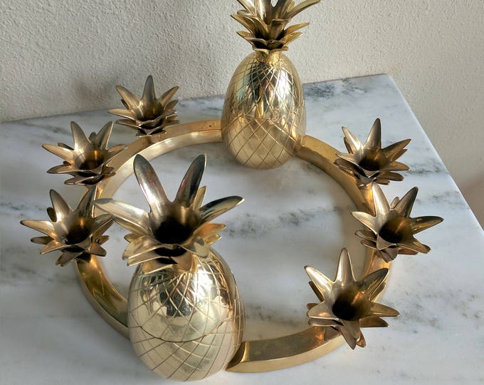 Vintage Brass Pineapple Centerpiece Gold Pineapple Candle Etsy