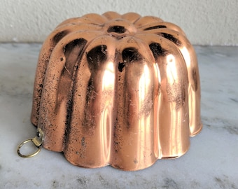 Vintage Targus Copper Mold, Copper Bunt Cake Jello Baking Mold, Rustic Country Farmhouse Hanging Copper Kitchen Decor, Decorative Mold