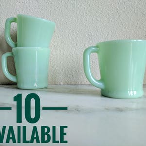 4 FLAWED Fire King Jadeite Coffee Mugs, Vintage Jadeite D Handle Shaving Mugs Cups, Fire King Collectible Glassware, Green Milk Glass
