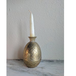 Vintage Niemen Marcus Brass Pineapple Container, Pineapple Candle Holder, Pineapple Trinket Box, Gold Pineapple Decor, Hollywood Regency
