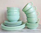 1 Fire King Jadeite Place Setting, Vintage Restaurant Ware Jadeite Dishes Full Place Set, Fire King Collectible Glassware, Green Milk Glass
