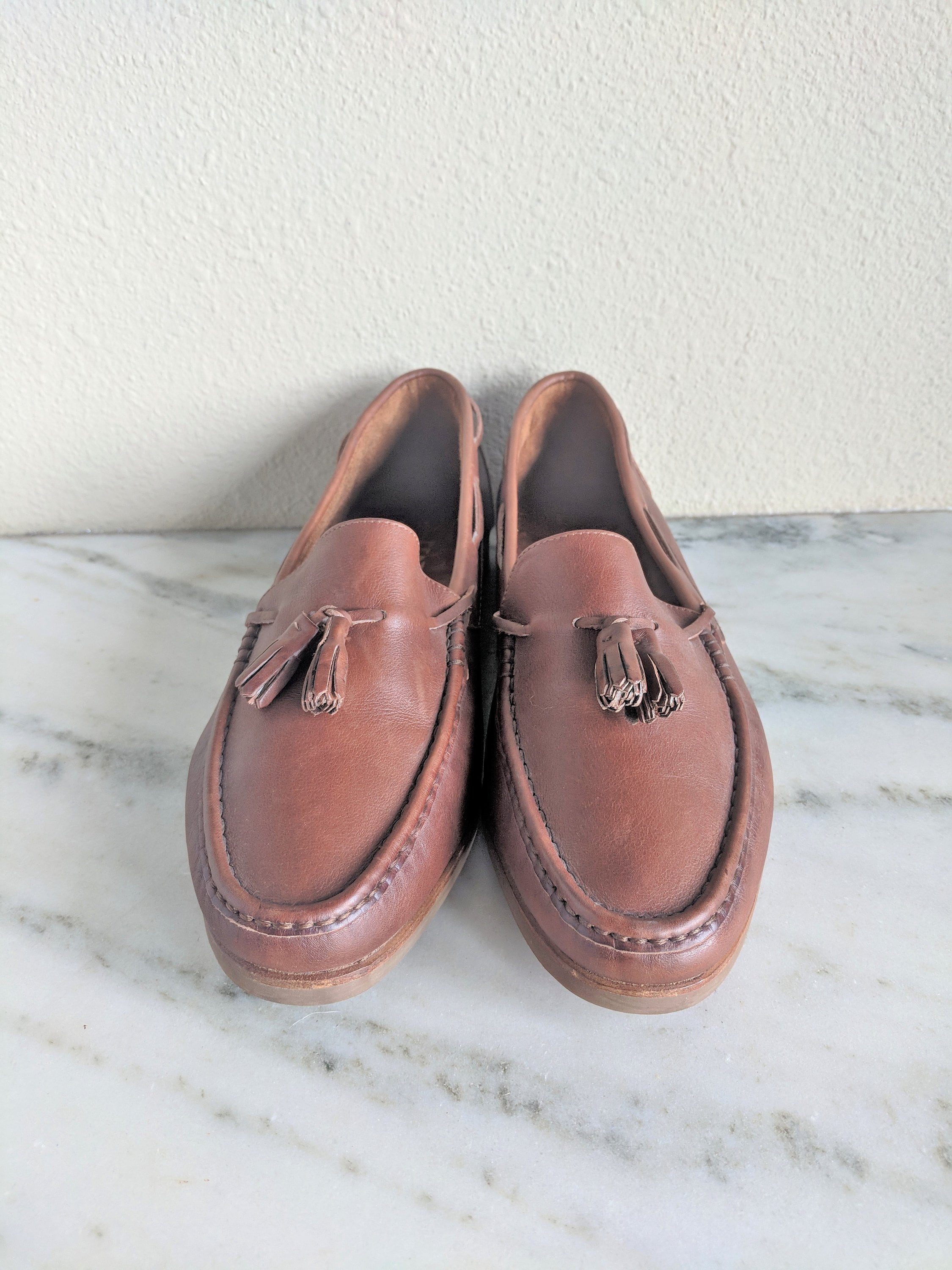 Vintage Mens Ferragamo Leather Loafers, Classic Tassel Designer 