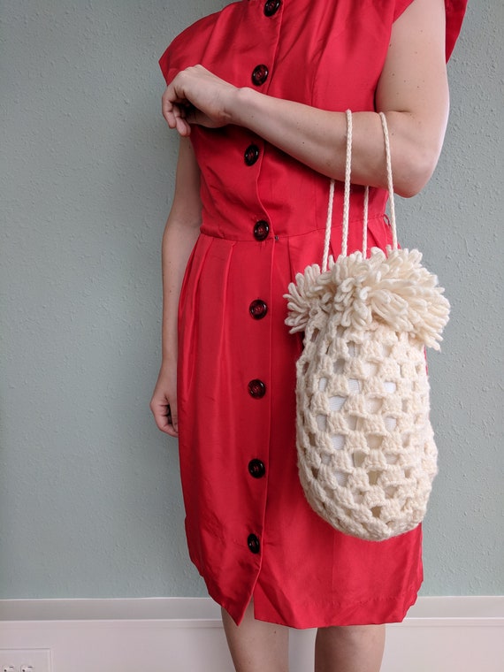 1970s Crochet Pineapple Purse, Vintage Boho Hippi… - image 2