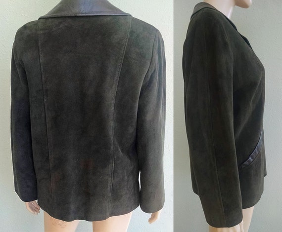 1940s Deerskin Leather Jacket, Vintage Army Green… - image 3