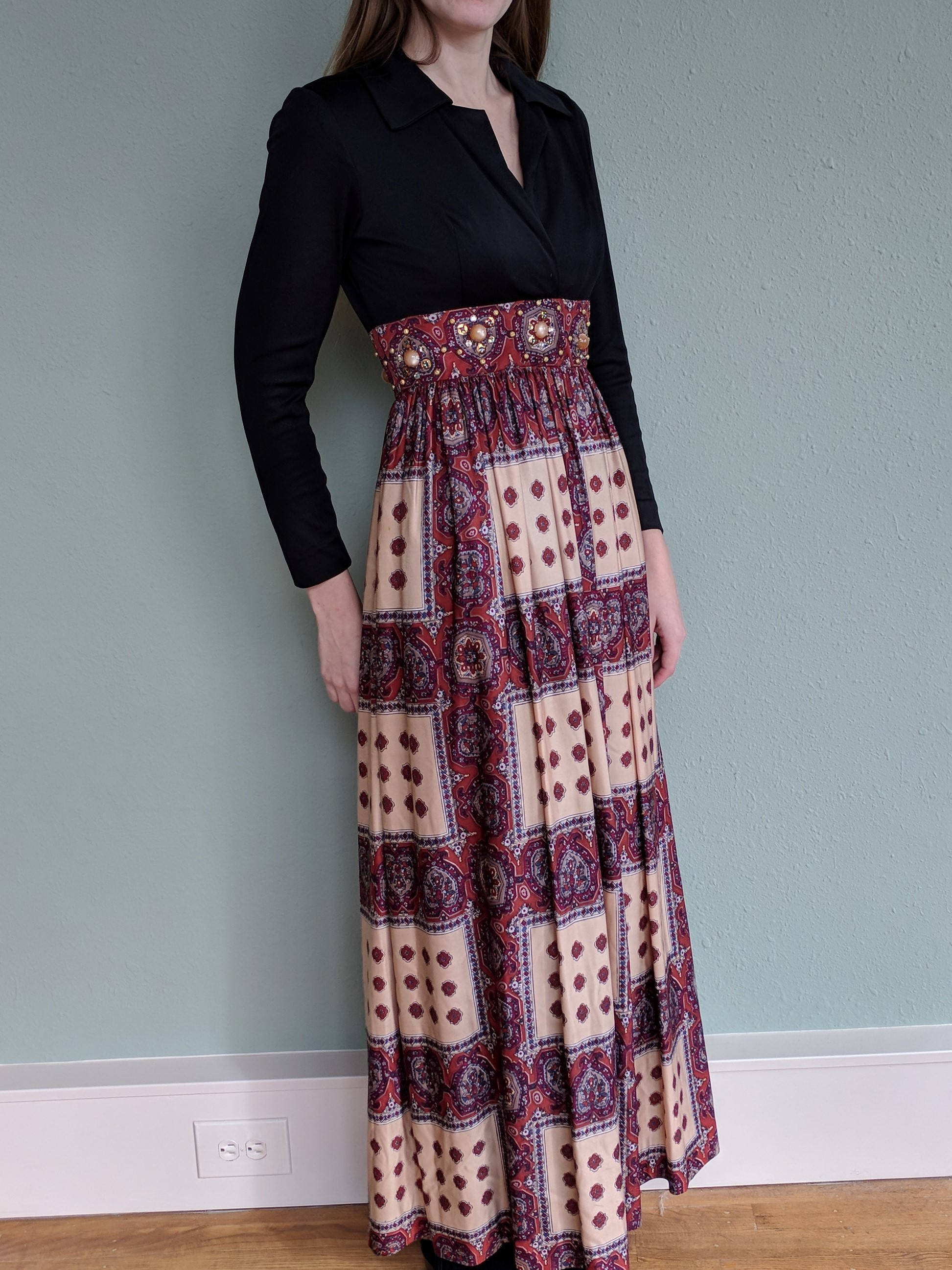 1970s Boho Maxi Dress Vintage Tribal Ethnic Long Maxi Dress - Etsy