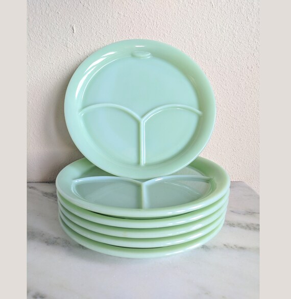 6 Fire King Jadeite Divided Grill Plates Vintage Jadeite Etsy
