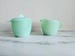 Fire King Jane Ray Jadeite Cream and Sugar Bowl, Vintage Jadeite Creamer Sugar Set, Fire King Collectible Glassware, Green Milk Glass 