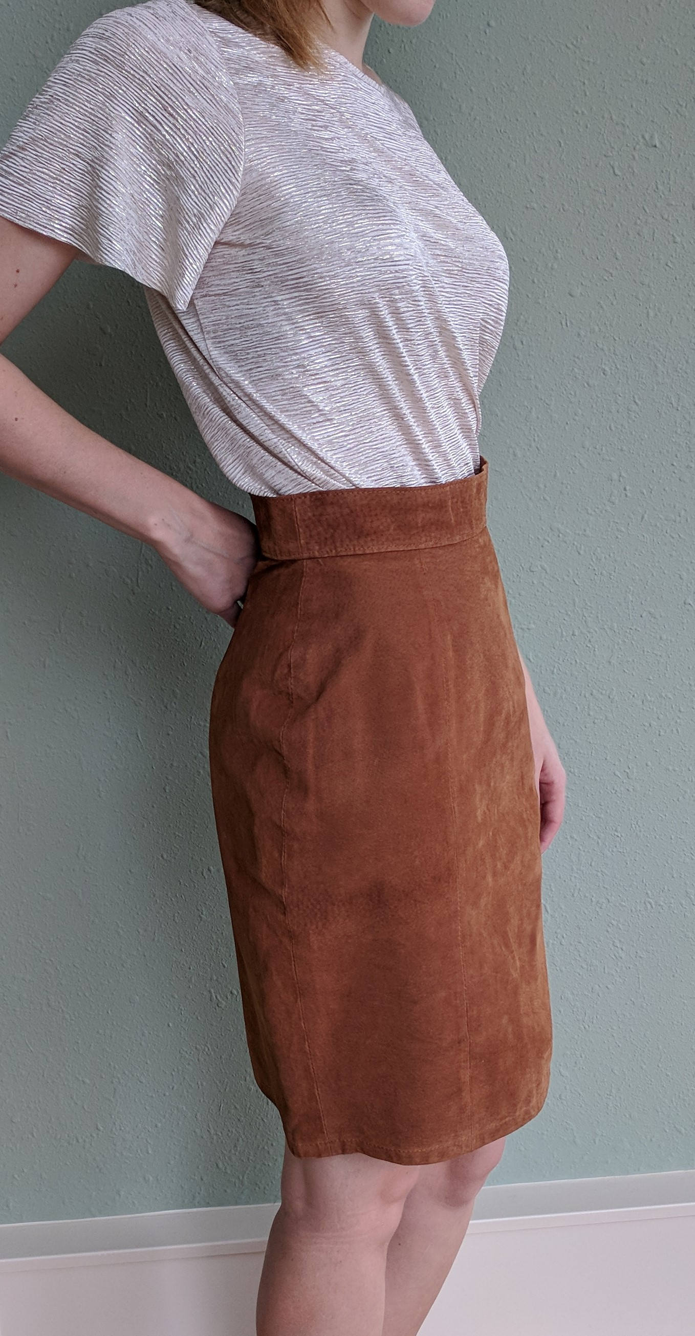 Vintage 1970s Brown Leather Skirt High Waist Brown Leather Etsy