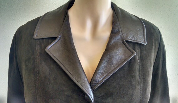 1940s Deerskin Leather Jacket, Vintage Army Green… - image 2