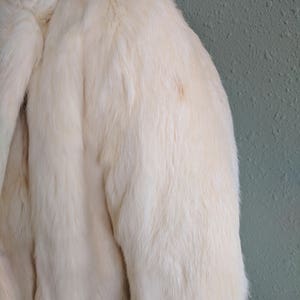 Vintage Rabbit Fur Coat Blazer, 1980s Boho Fur Coat, Hobo Fur Coat, Vintage White Bridal Fur Coat, Bohemian Coat, Snow Bunny Jacket, Medium image 5