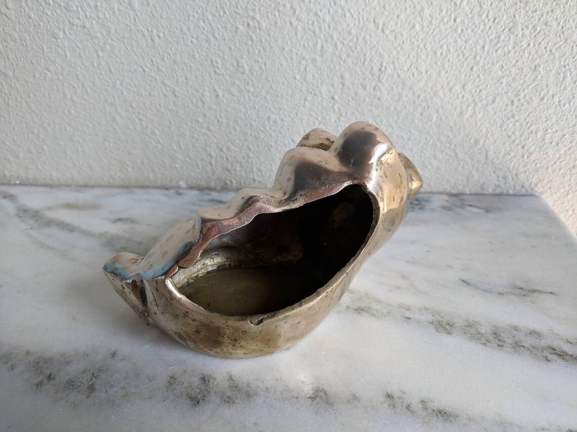 Solid Brass Frog Figurine – Gold Statue For Home/Office Decor – Retro Animal Collectible, Small