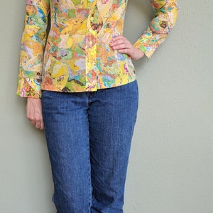 1970s Psychedelic Button up Shirt Vintage Ladies Long Sleeve - Etsy