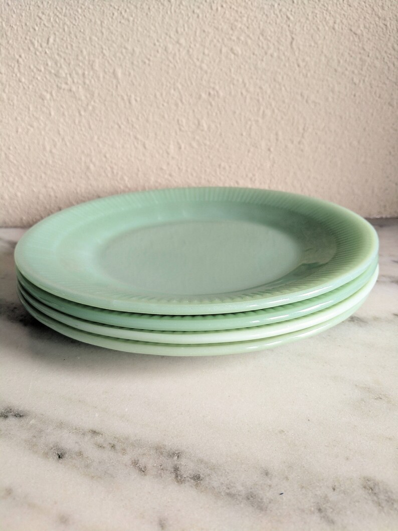 Fire King Jane Ray Jadeite Dinner Lunch Salad Plates Vintage Etsy