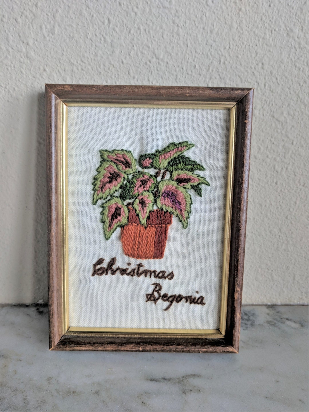 1970s house Plant Crewel Art enmarcado acabado botánico Etsy España