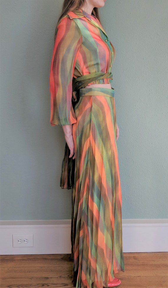 1970s Palazzo Disco Jumpsuit Set, Hippie Boho Mus… - image 5