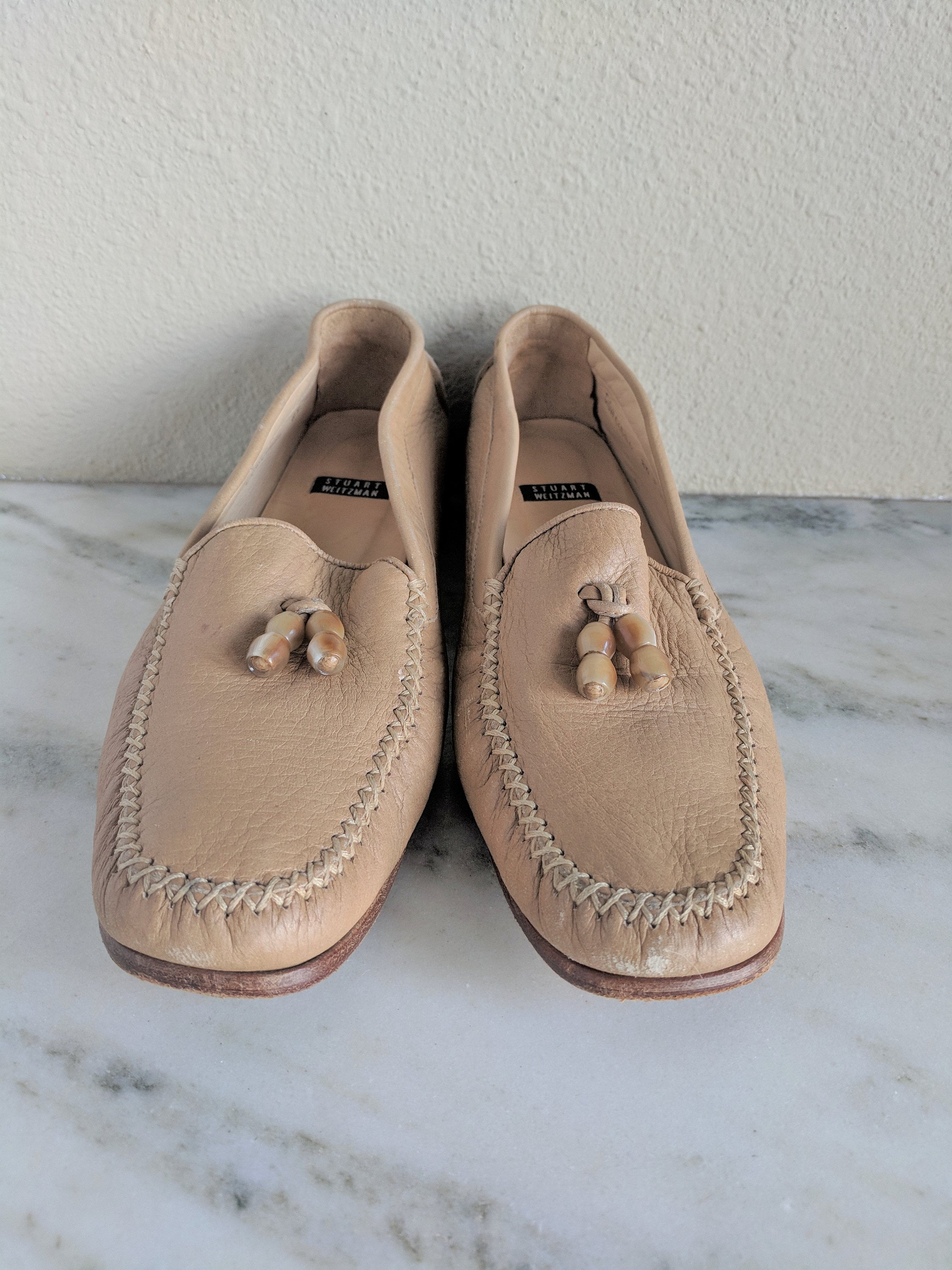 Vintage Stuart Weitzman Leather Loafers Retro Beaded Tassel Ladies Moccasin Slip on Flats Hippie Boho Native American Indian Shoes 8.5 AA Etsy