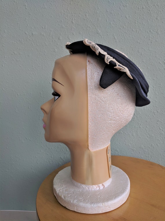 1950s Small Lacey Calot Hat, Mid Century Mad Men … - image 6