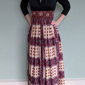 1970s Boho Maxi Dress, Vintage Tribal Ethnic Long Maxi Dress, Hippie ...