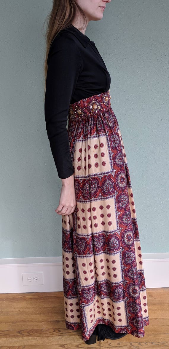 1970s Boho Maxi Dress, Vintage Tribal Ethnic Long Max… - Gem