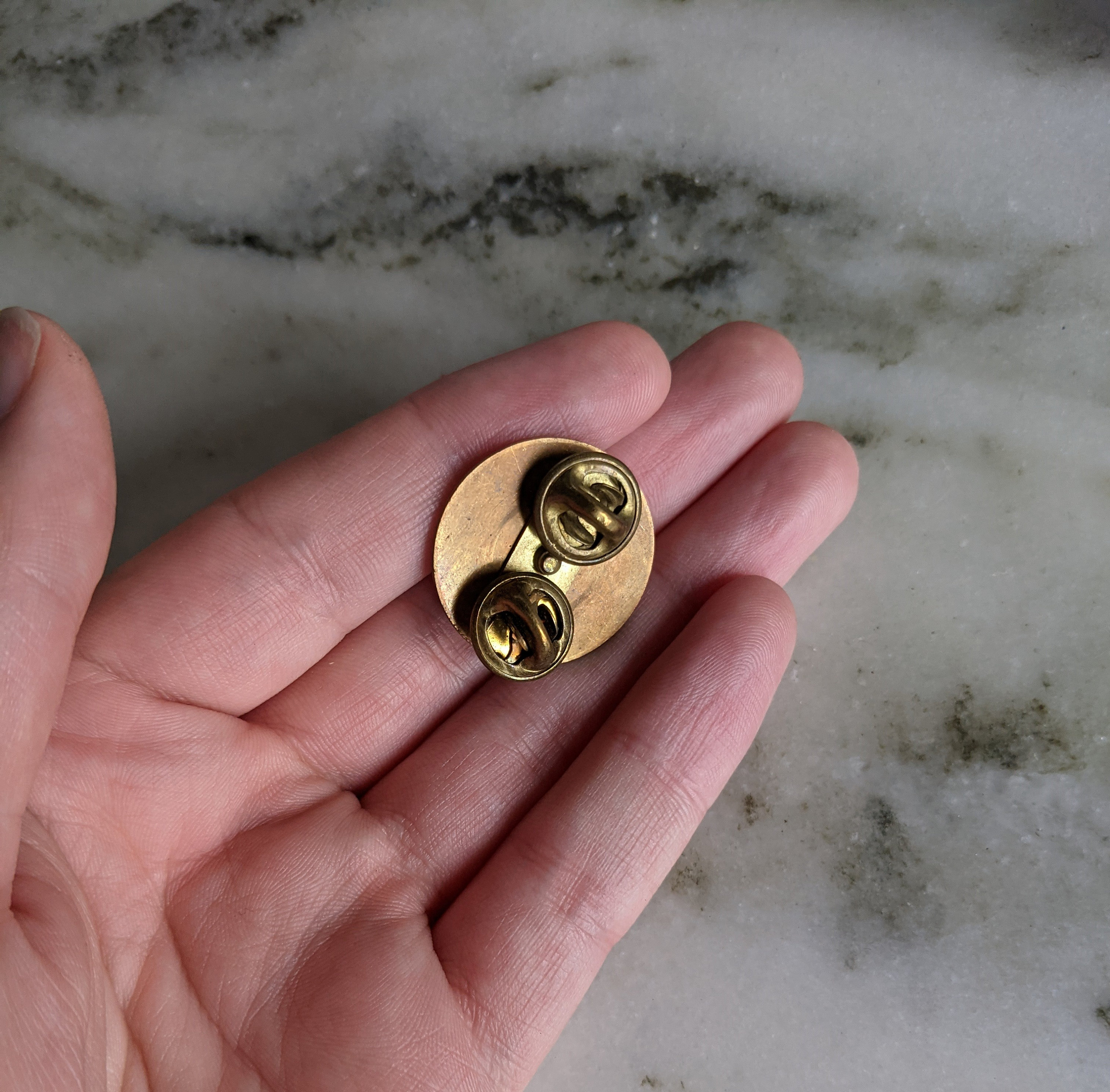 Vintage US Military Pin, Brass Gold USA Collar Uniform Pin