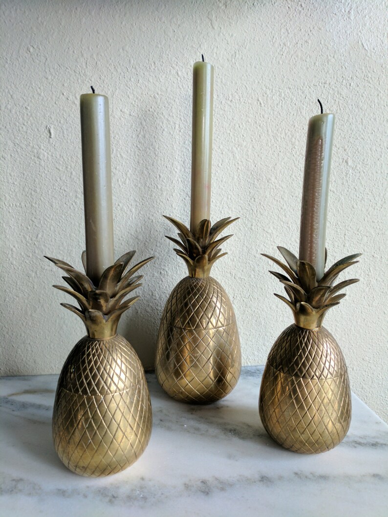 Vintage Brass Pineapple Container Pineapple Candle Holder Etsy