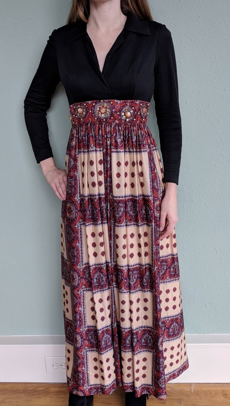 1970s Boho Maxi Dress Vintage Tribal Ethnic Long Maxi Dress - Etsy