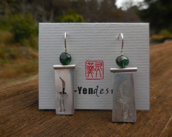 Crane handpierced in sterling silver with green tourmaline LY E 7715