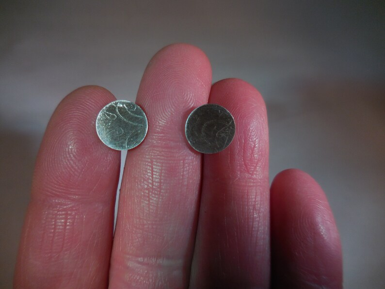 Ling-Yen designs simple round single sheet 20 gauge sterling silver posts with texture
