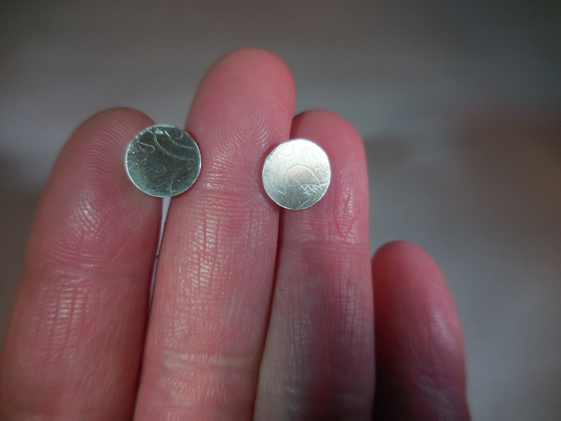 Ling-Yen designs simple round single sheet 20 gauge sterling silver posts with texture