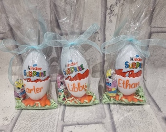 Personalised egg cup a chocolate egg. Easter gift for boys and girls