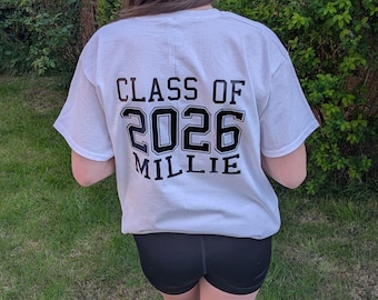Personalised school leavers t-shirt tee, autograph top, primary school leavers, Graduation, Unisex Year 6 Class of 2026