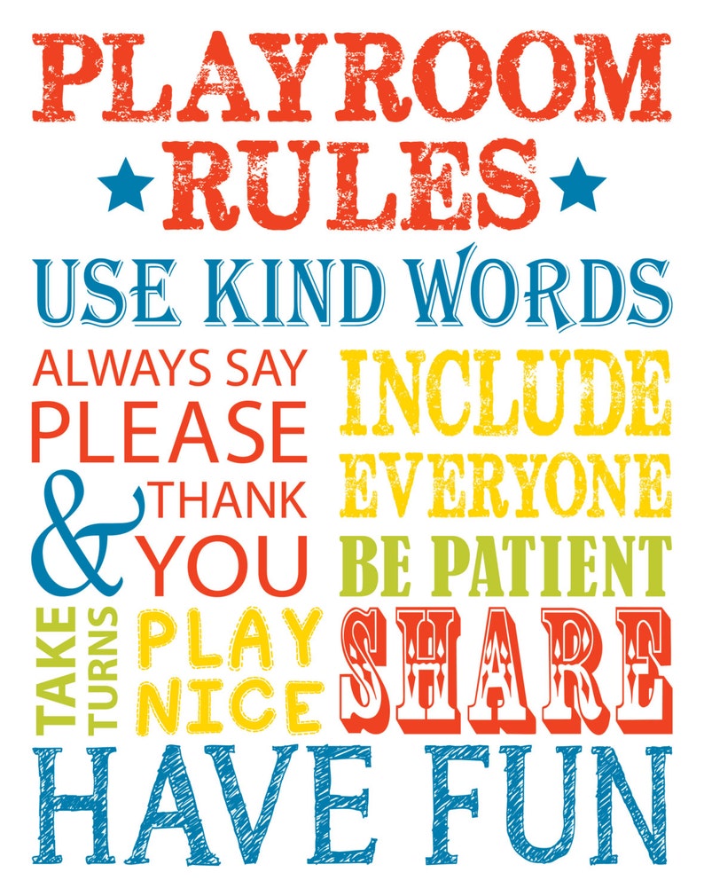 Playroom Wall Art Playroom Rules Children's Wall Art Etsy
