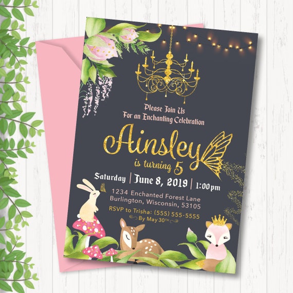 Enchanted Forest Birthday Invitation Enchanted Garden Etsy