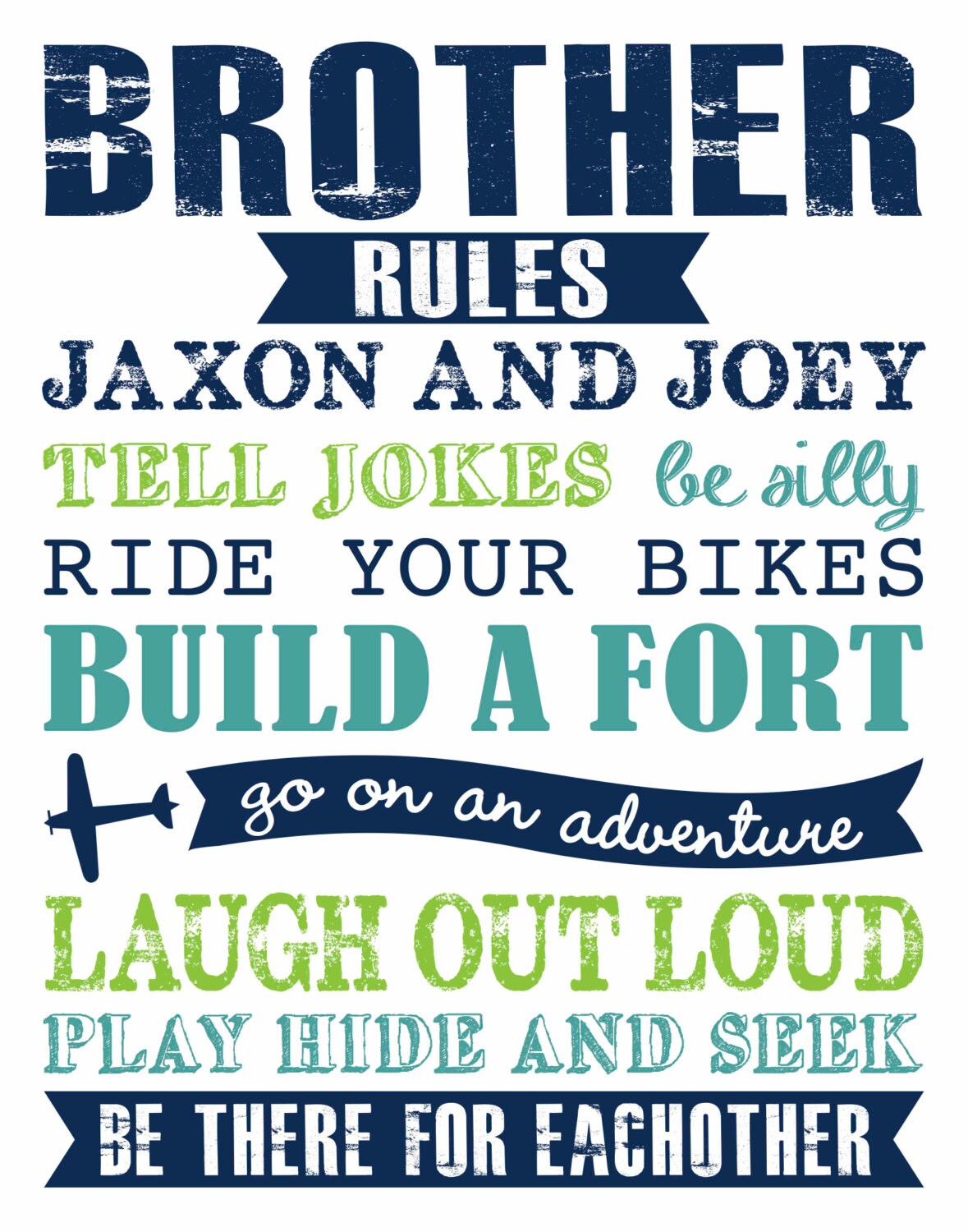 Brother Wall Art Sibling Wall Art Kids Room Decor Brothers Etsy