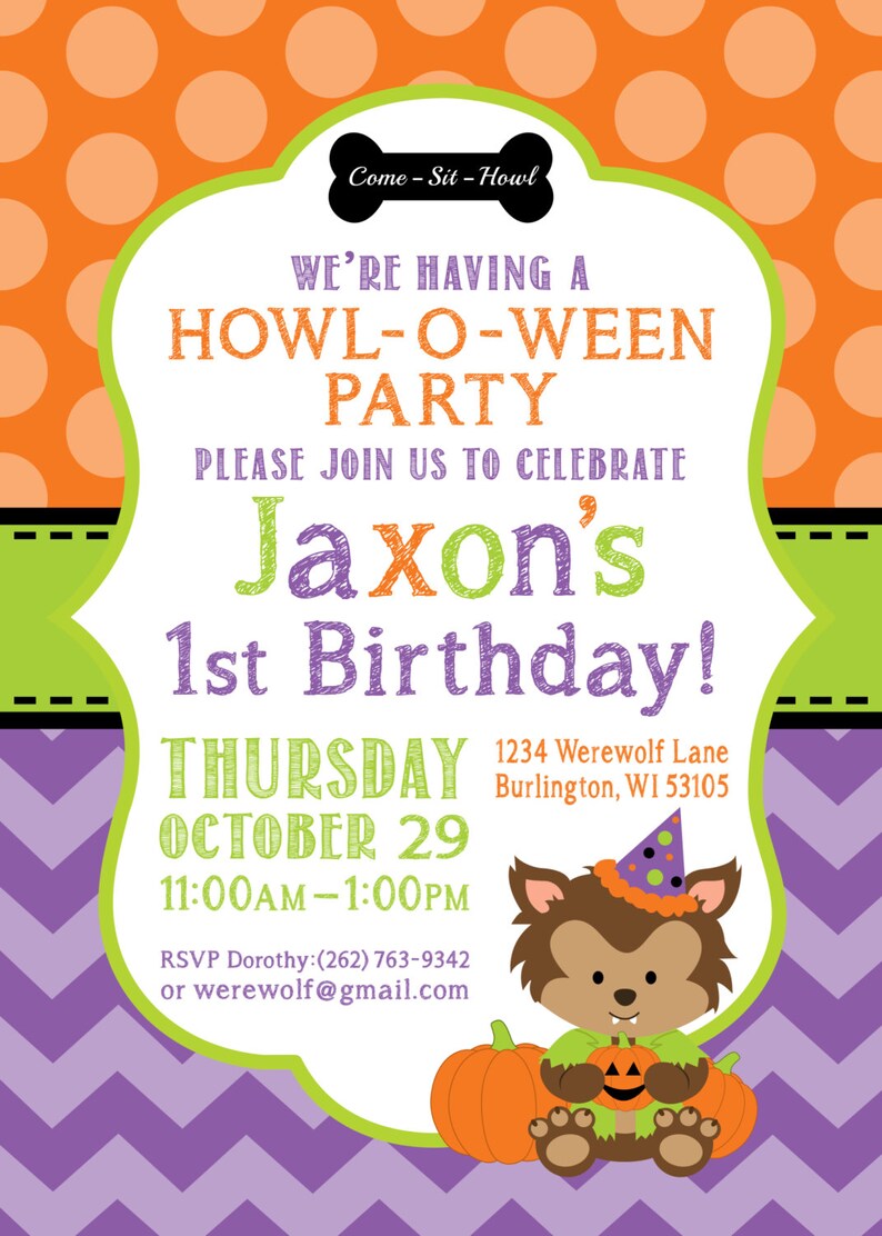 Werewolf Halloween Birthday Invitation Werewolf Party Etsy