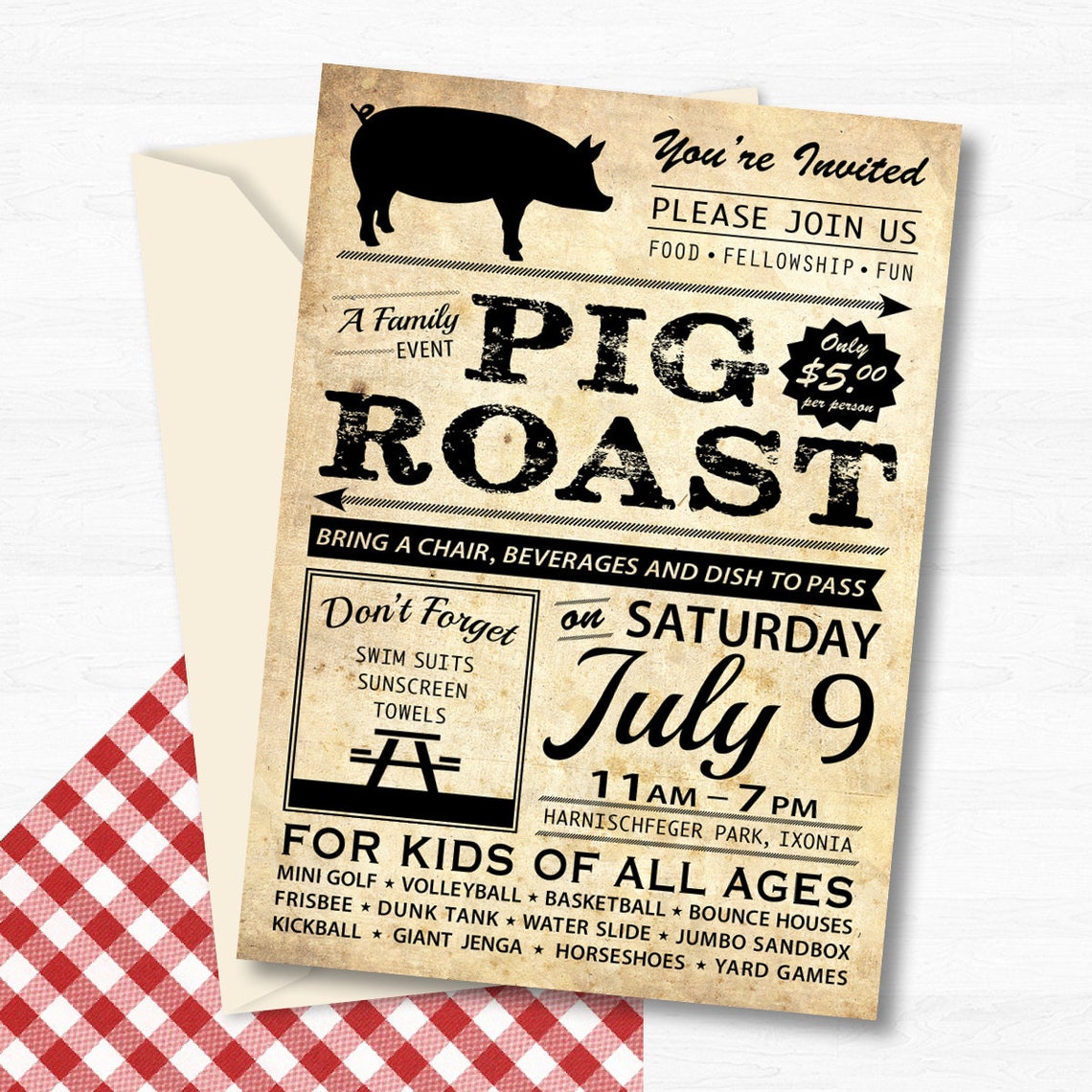 pig-roast-invitation-pig-roast-pig-roast-party-summer-etsy