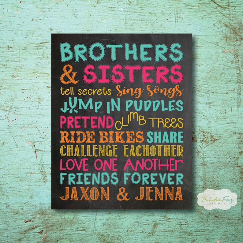 Brothers & Sisters Wall Art Sibling Wall Art Sibling Room Etsy