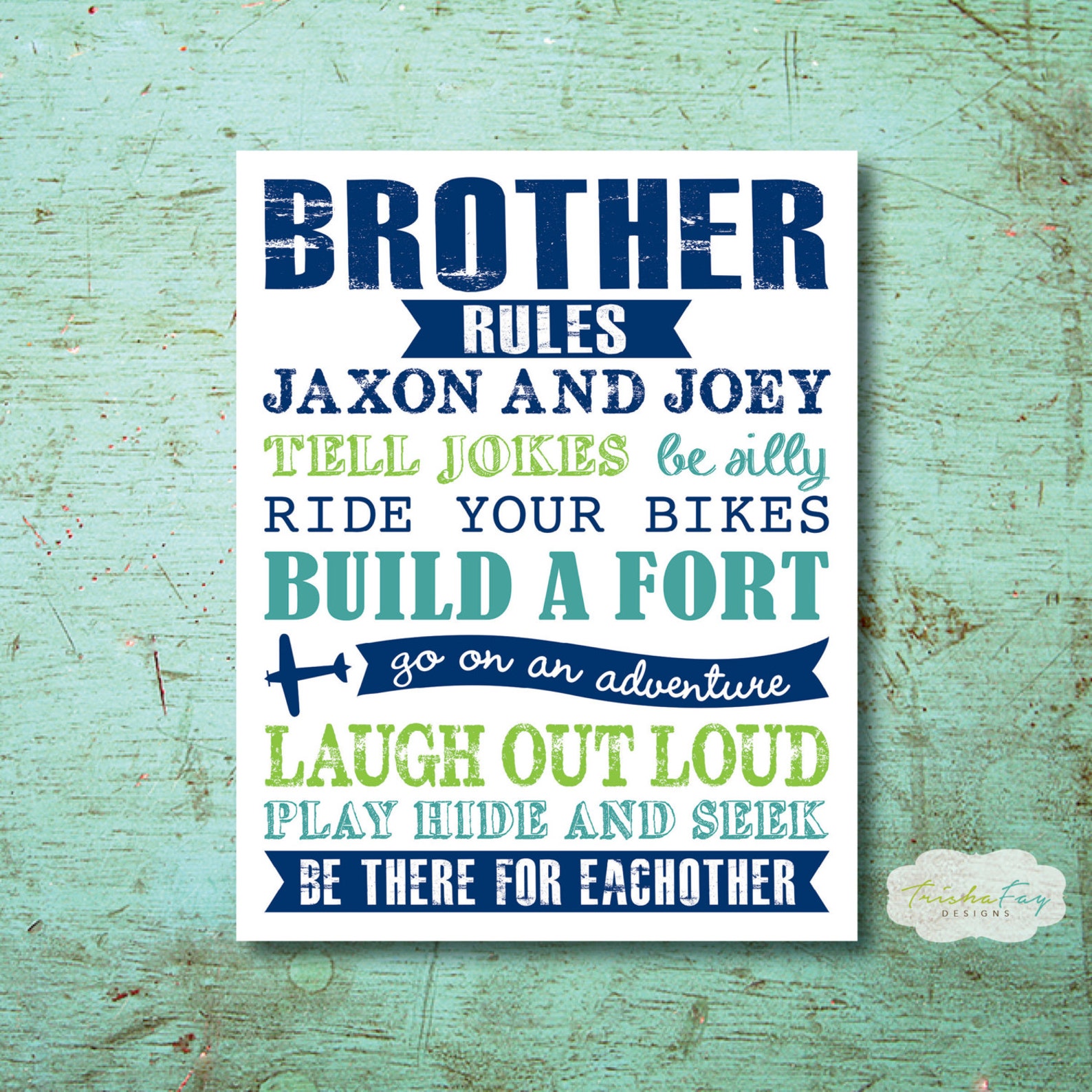 Brother Wall Art Sibling Wall Art Kids Room Decor Brothers Etsy