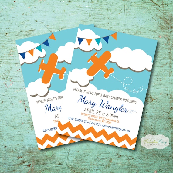 airplane themed baby shower invitations