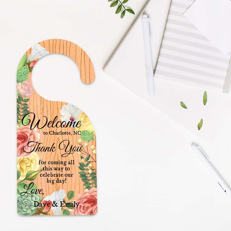 Wedding Welcome Bag Door Hanger Destination Wedding Wedding Etsy
