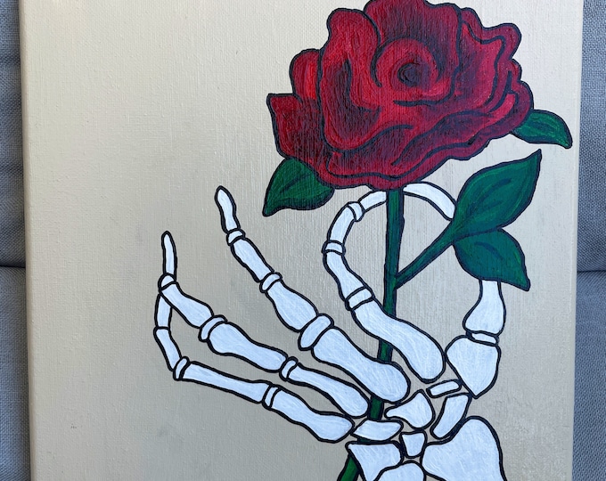 Skeleton Rose Canvas Painting - Etsy