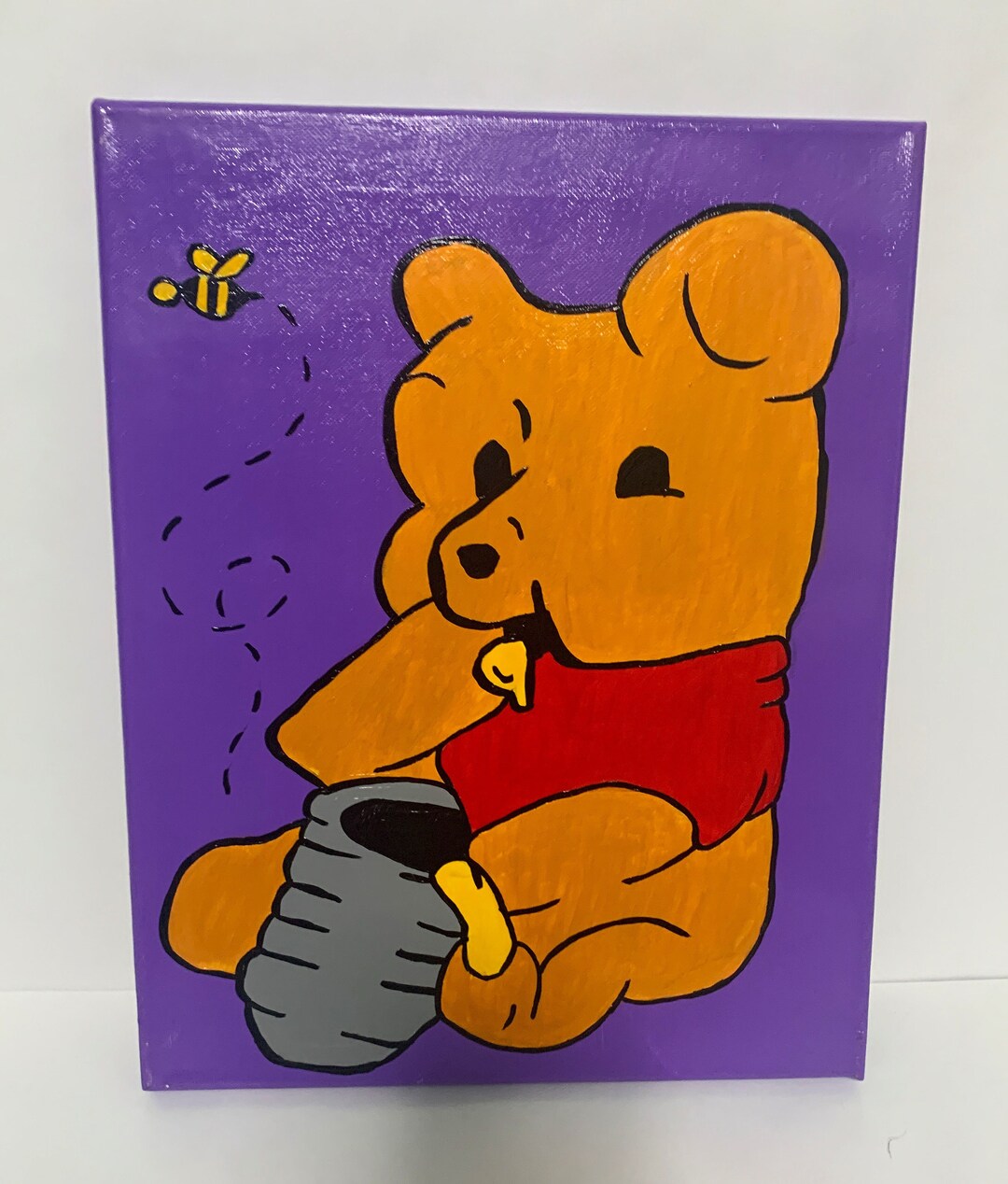 Winnie the Pooh With Hunny Jar Canvas Painting Etsy