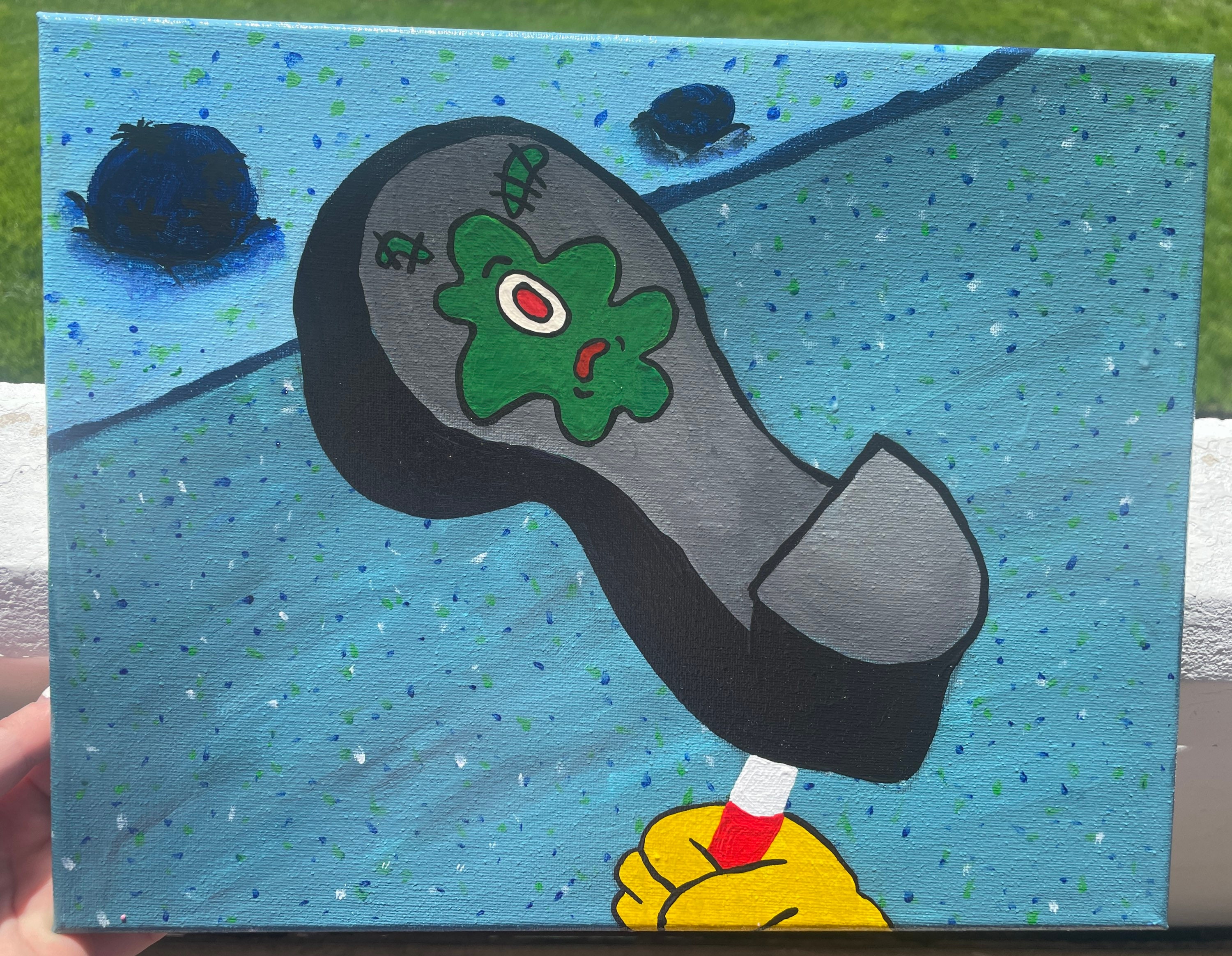 hardop Mauve Ziekte Plankton Splattered On Spongebobs Shoe Canvas Painting - Etsy Nederland