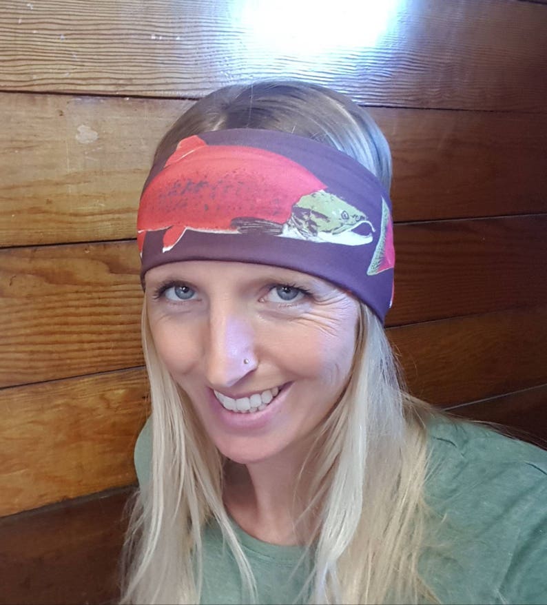 Headband Happy AK Stretchy Salmon Headband Fishing Outdoors Etsy