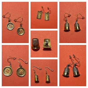 Sewing Themed Earrings - Vintage JHB International charms - 2 different sets remaining!