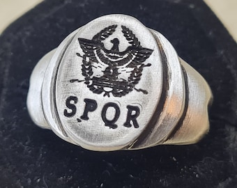 Spqr Ring Ancient Silver  Legio -Vintage-Antique ROMAN RARE Handmade