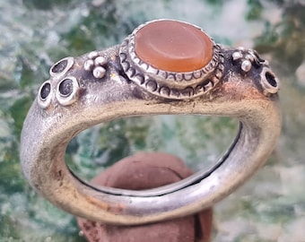 Silver 950 Ring ROMAN RARE Natural Karnelian.Roman Style Handmade Silver Ancient Vintage Antique Look signet museum quality circa 400 AD