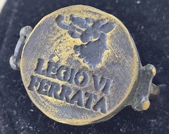 Legio VI Ferrata Spqr Ring bronze intaglio seal Ancient rare Handmade