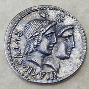 Denarius Coin AR  MN. Cordius Rufus  Roman Coin  /46 B.C./Antique Style Handmade Silver Antique Look Hand minted