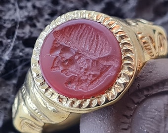 Intaglio Silver 925 Seal Ring spqr ROMAN RARE Natural Karnelian.Roman Style Handmade Ancient Vintage Antique Look unique